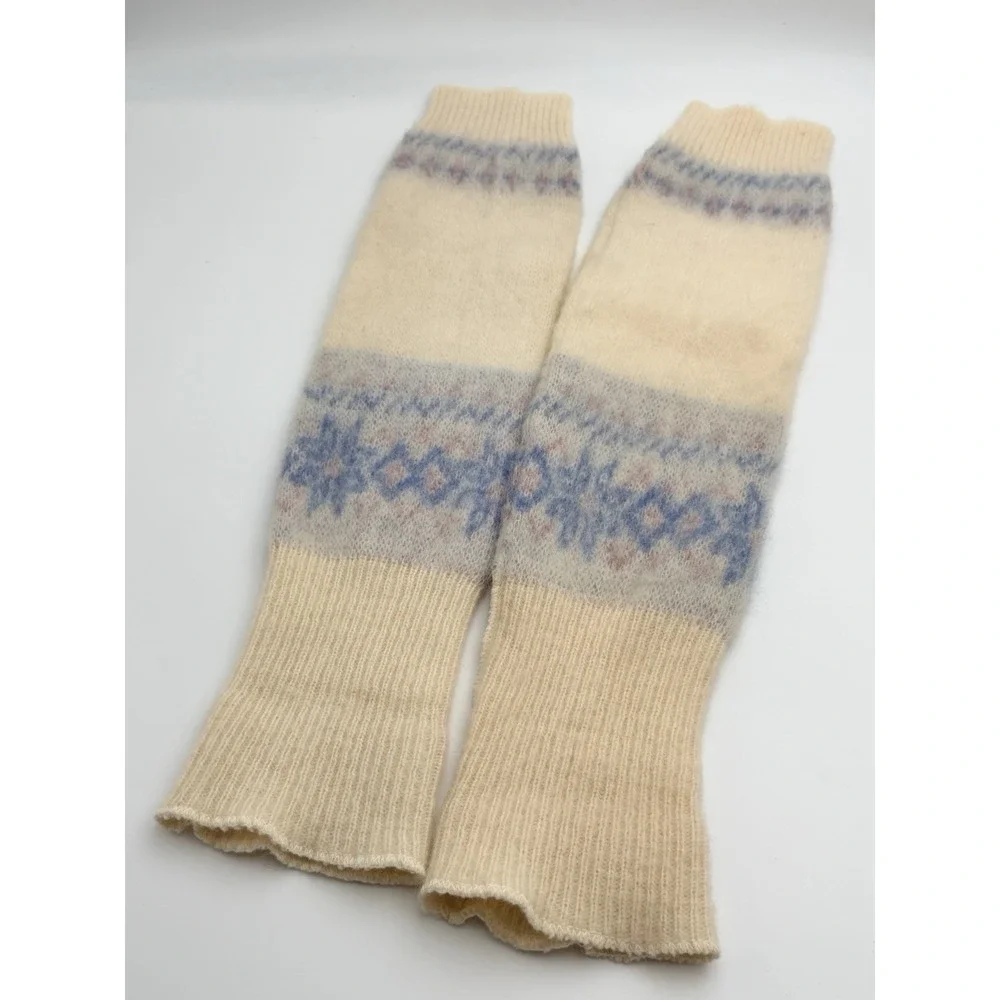 Vintage Wool Leg Warmers Fair Isle Nordic Style Cozy Cottagecore Winter Wear